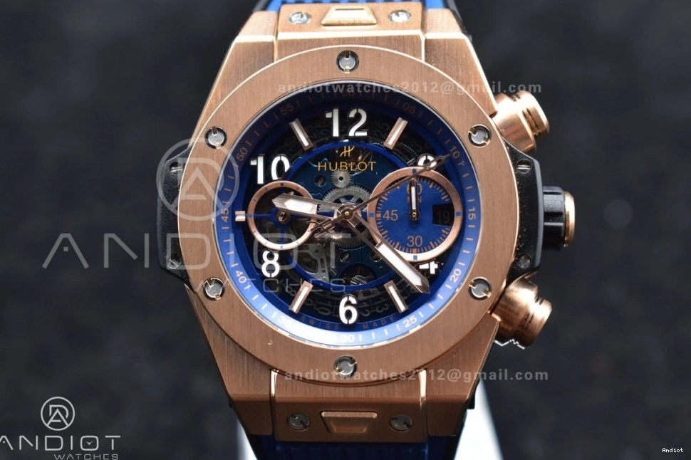 on 1:1 RG Strap Blue Unico Big Best Rubber Skeleton Blue Hublot Bang Dial ZF A1280 Edition 1122
